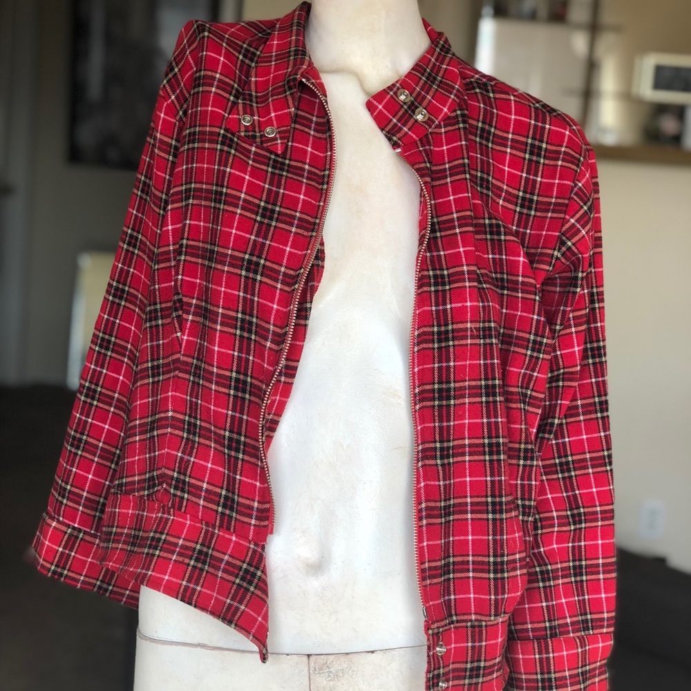 Vintage Plaid Zip-Up Shirt